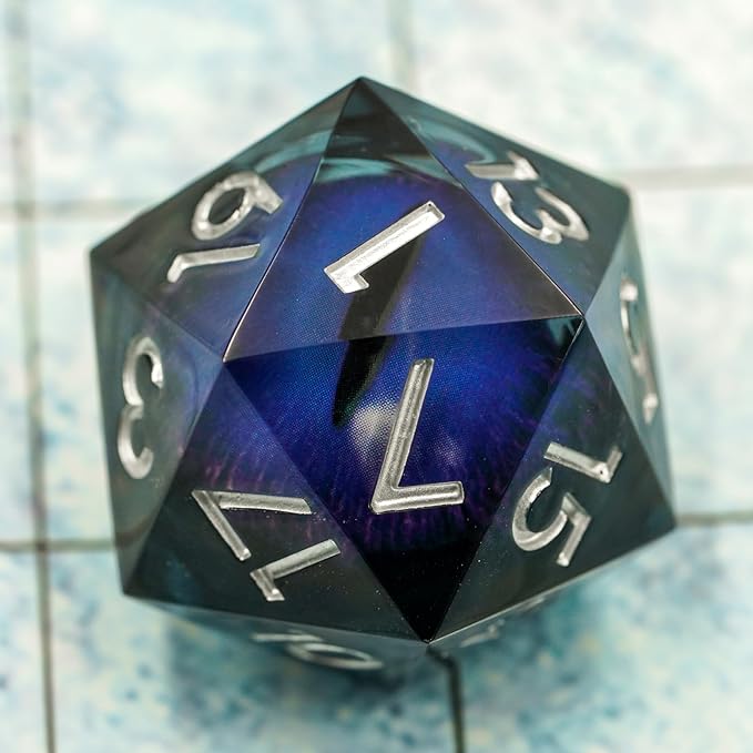 Dungeons and Dragons DND Dice D20, Moving Eyeball Liquid Core Dice Set D&D 33MM Oversized D20 Single Sharp Edge Resin dice with Gift Case, Polyhedral Dice for Role Playing Game
