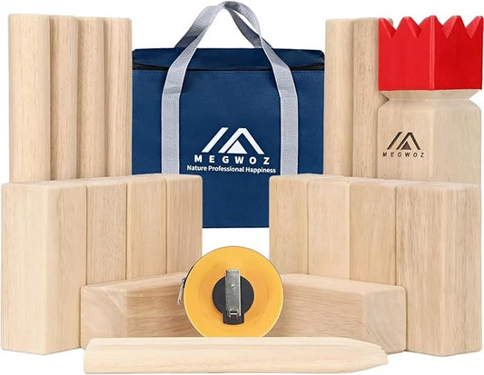 Kubb Yard Game Outdoor Games Viking Chess for Kids and Adults New Zealand Pine Wooden Toss Game with Carrying Case, Backyard Lawn Game with Measuring Tape for Family Kids Adults