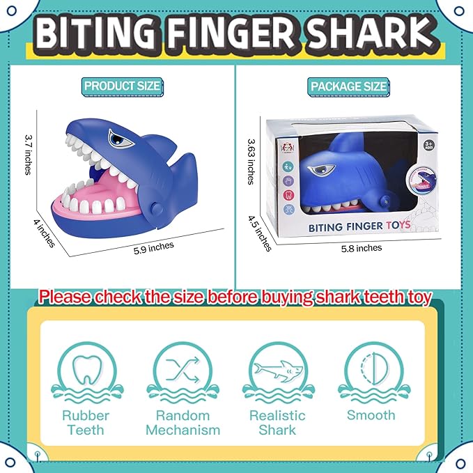 LanMa Shark Dentist Teeth Game for Kids Shark Finger Biting Game Toy, Fun Travel Size Shark Teeth Game