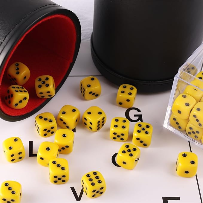 36 Pieces 12mm 6 Sided Mini Dice Set,D6 Game Dice Set,6 Sided Standard Game Dice for Board Games Dice Games Classroom Teaching Dices Game, with Portable Gaming Box(Yellow)