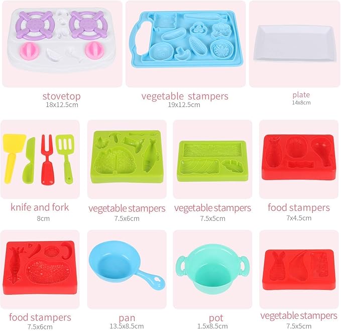 Color Dough Sets for Kids Ages 4-8, Stovetop Kitchen Accessories, Kitchen Creations Toy,Pretend Play Cooking Game, Educational Toddler Toys