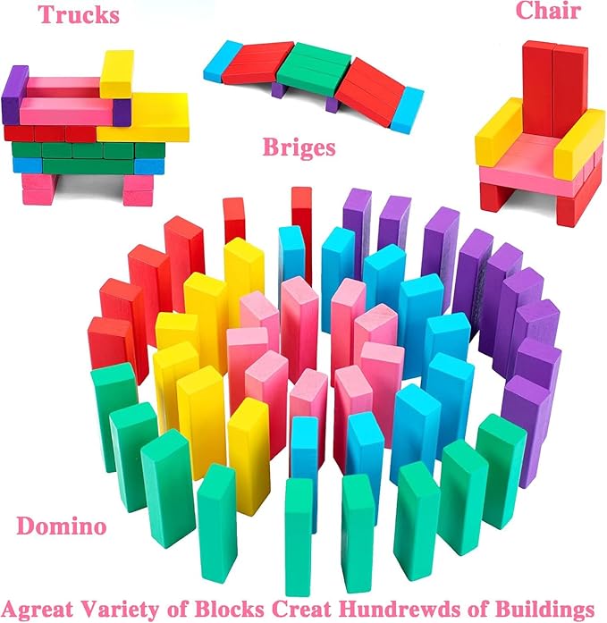 48 Pieces Stacking Board Game,Wooden Stacking Colorful Stacking Board Games,Tumble Tower with Dice,Stacking Building Blocks for Kids Boys Girls Gifts,Stacking Game with Storage Bag