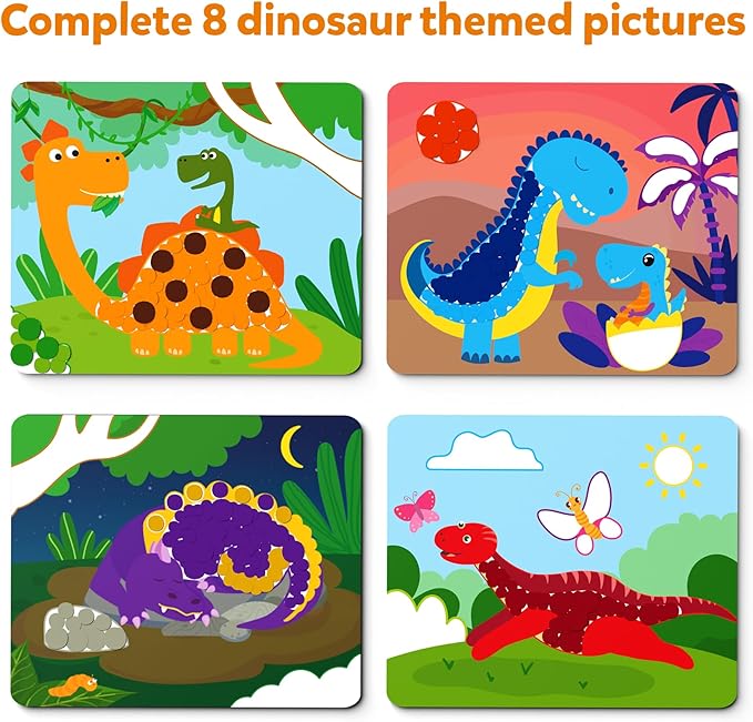 Skillmatics Dot It Sticker Art Activity - Dinosaurs, Mess-Free Fun for Kids, 500+ Stickers, Craft Kits, DIY Scrapbooking Activity, Travel Toys, Gifts for Boys & Girls Ages 3, 4, 5, 6, 7