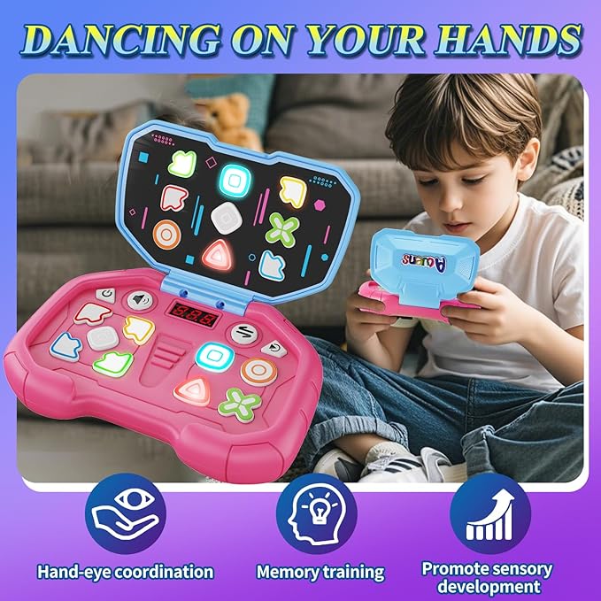 Handheld Dance Game,4 Mode,999 Level,Sensory Toys,Fast Puzzle Game,ADHD,Pop Fidget Toys for Kids Age 6-12,Birthday Gifts for Girls and Boys (Pink)