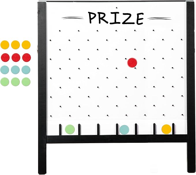 lyapa Large Portable Prize Drop Game - 41x27.5 Inch Double Sided Penny Drop Game for Events and Trade Show - Includes 16 Coin Drop, Wooden A-Frame Whiteboard Sign, Eraser & Token Storage Tote