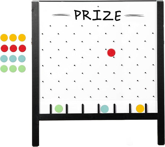 lyapa Large Portable Prize Drop Game - 41x27.5 Inch Double Sided Penny Drop Game for Events and Trade Show - Includes 16 Coin Drop, Wooden A-Frame Whiteboard Sign, Eraser & Token Storage Tote