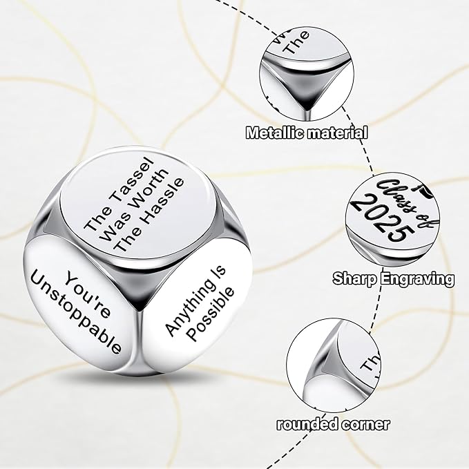 Graduation Gifts|6-Sided Metal Graduation Decider Dice|Graduation Gifts for Her|Class of 2025 Graduation Gifts|Grad Party Decorations for Her Him High School