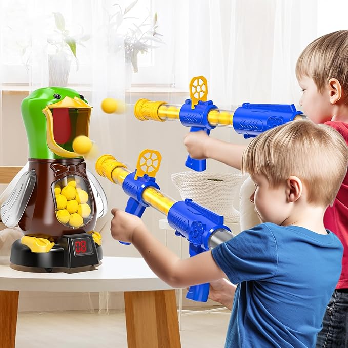 Duck Shooting Toys for Kids 3 4 5 6 7 8 Year Old - Movable Shooting Game with 36 Balls, 2 Air Pump Toy Indoor and Outdoor, Competition Game Gifts for Boys and Girls Ages 5 6 7 8 9 Years Old