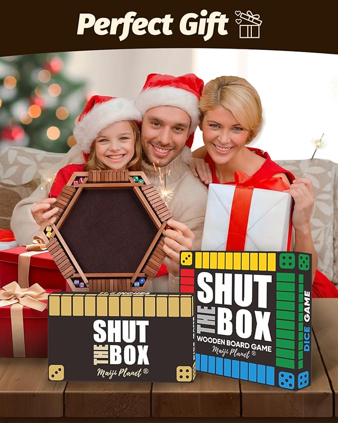 12 Numbers Shut The Box Game, Math Dice Board Game for Family Night Classroom Travel, Wooden Classic Table for Group Kid Adult Senior, Travel Party Bar, Easy Quick and Fun, Portable Style