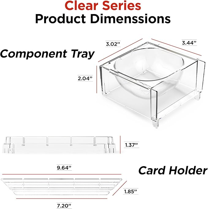 Clear Series Board Game Accessories Set - Total 16 Packs of Connectable Game Card Trays, Component Holder Tray, Cards Holder Stand, Trasparent Game Pieces Organizer Set