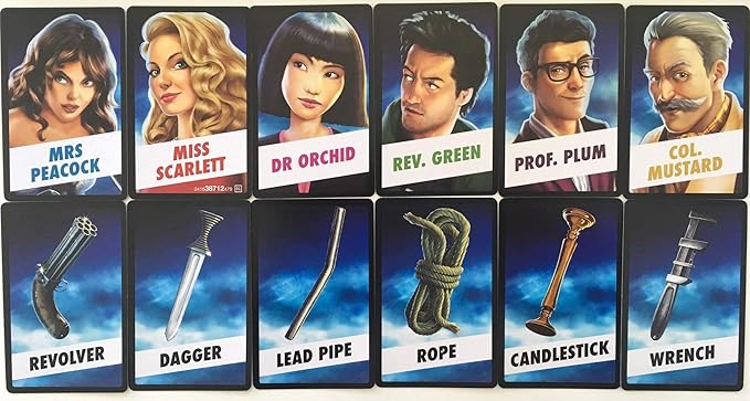 Clue Board Game Replacement Card Set All (21) Cards Weapons Suspects Rooms/Locations