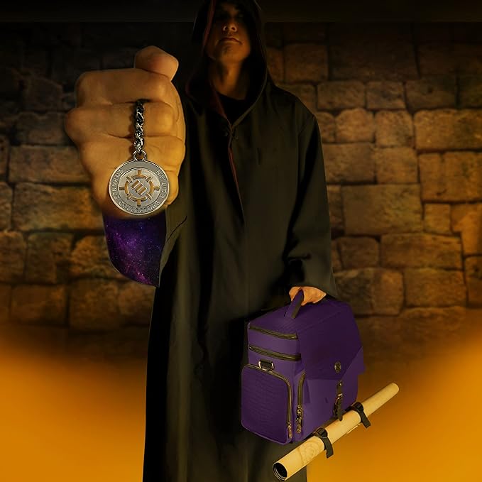 ENHANCE Travel Bag for DND Collector's Edition, Bag Compatible with Dungeons and Dragons, Battle Mat Holder, Dice Pockets and Accessories, Carry 4-8 Books (Purple Dragon)