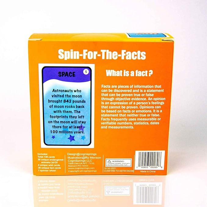 Spin-for-The-Facts Fun Educational Games for Kids - Learn Facts and Explore Endangered Animals - Family Card Games