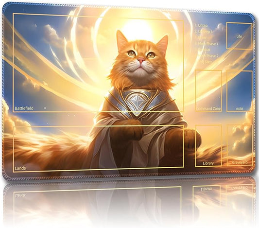 Playmat for MTG, with Free Storage Bags,Game Mat 24 x 14 inches, TCG and Board Game Mat for Cards,Mousepad Desk Mats (Cat 2-Auxiliary Combat)