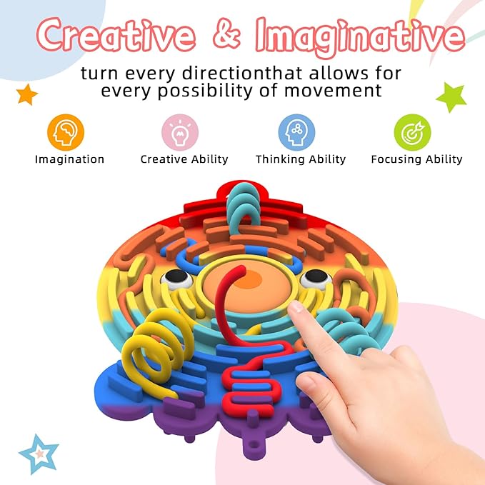 Silicone Sensory Activity Board,Double-Sided Busy Board for Fine Motor Skill,Fidget Toy for Calming, Stress, Anxiety, ADHD, Autism, Silent, No Mess, Kids 3+ & Adults(Octopus,Colorful)
