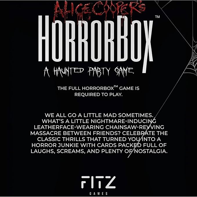 FITZ Alice Cooper's HorrorBox: Classic Movies Expansion Pack - Fitz Games, 40 Cards, A Haunted Party Game, Card Game of Spooky Questions Answers & Dares, for 4-10 Thrill Seekers Ages 14+