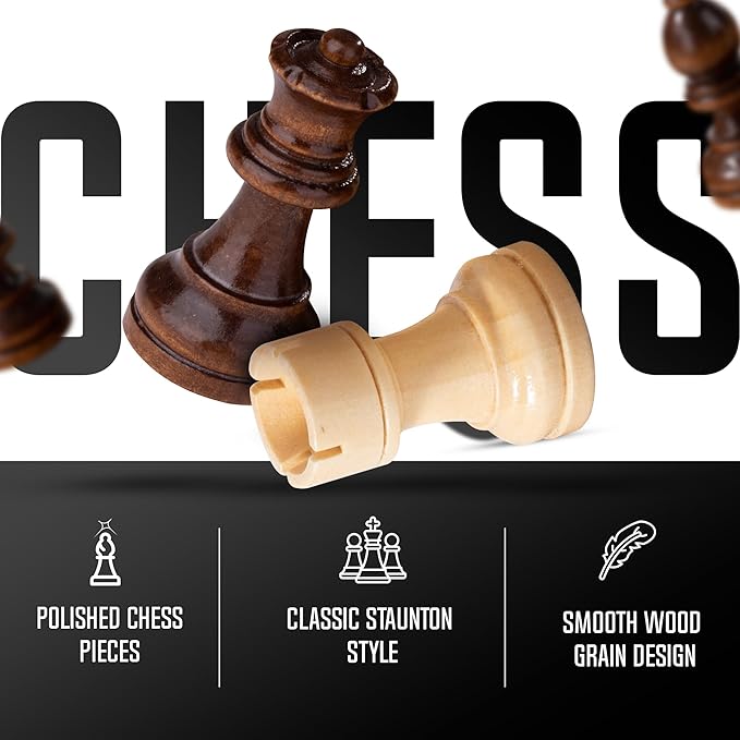Chess Set Magnetic - Premium Wooden Board Game with a Portable Wood Case and Secure Storage for Pieces, Set for Kids and Adults (Beech Wood) - Chess Armory