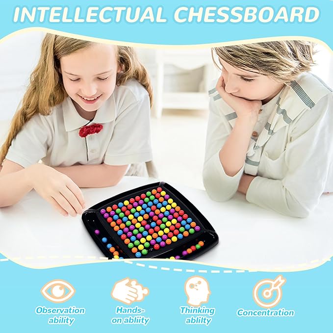 120PCS Intellectual Chessboard - Dual Duel, Strategy Board Games Chess Board with 120 Rainbow Ball, Fun Table Top Strategy Game, Strategy Board Games Chess Board for Kids & Adults (D)