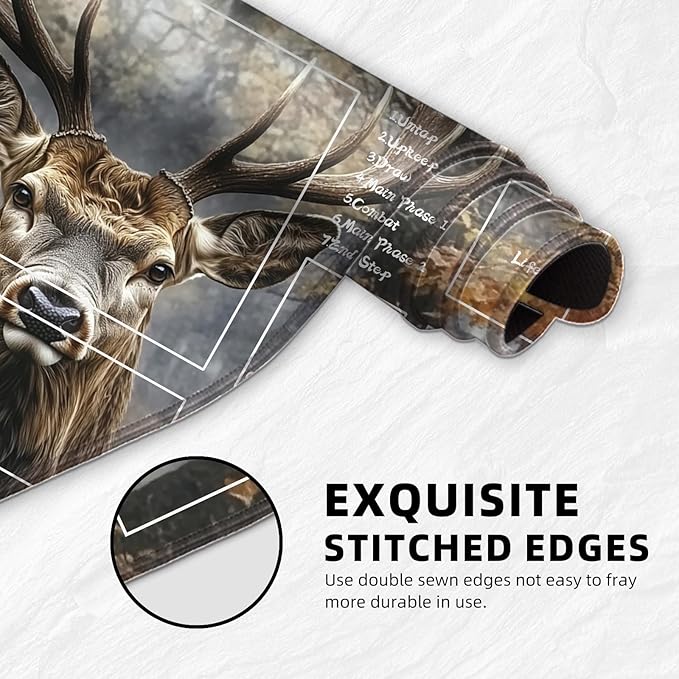 for MTG Playmat with Zones Storage Bag, for TCG Playmat and Playing Card Mat for Magic Board Games, Realistic Deer Non-Slip Stitched Edges Game Mat, Rollable Foldable Card Playmats