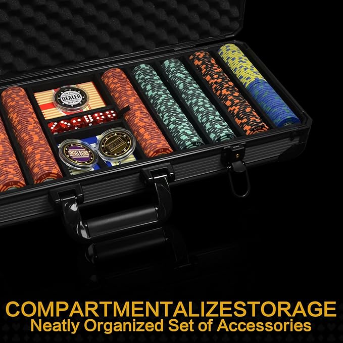 Nmroim14 Gram Clay Poker Chips Set 500PCS Casino Class Chips Set Features a High-End Chip Case and Poker Accessories for Texas Hold'em Blackjack Poker Game (500Pcs)