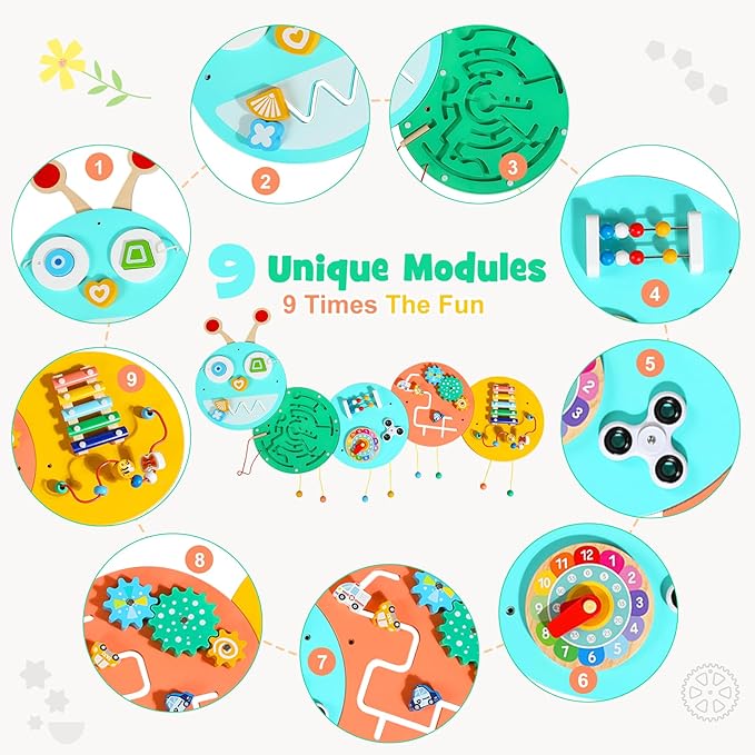 Activity Wall Busy Board: Montessori Sensory Wall Panles Caterpillar Learning Activity Panels - Wall Toys for Toddler Playroom Daycare