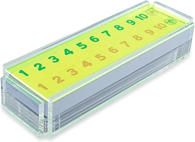 Luxury Rummy Tile Set Game in Handmade Acrylic Case with 4 Racks Included (Neon Green)