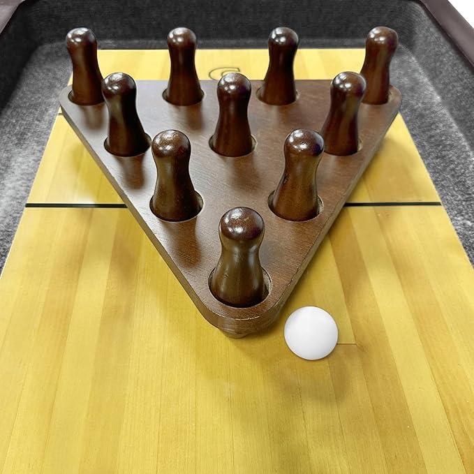 Tabletop Shuffleboard Bowling Pin Set Portable Shuffleboard Bowling Pin Game,Solid Wood Shuffleboard Bowling Curling Games- Easy Carry