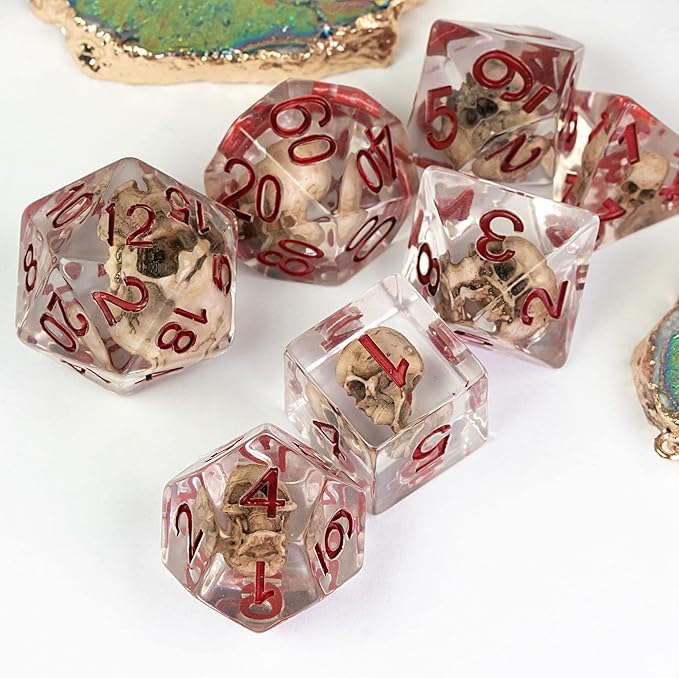 UDIXI Skull DND Dice Set, Resin D and D Dice Set Skull Dice Set D&D for RPG Dungeons and Dragons and Other Tabletop Games