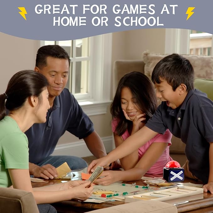 Game Buzzer, Party Competition Prop Toy with Lights and Alarm Sound Game Show Button Box, Quiz Buzzer for Game Show, Quiz Master Buzzer for Family Competition Games (2 PCS)