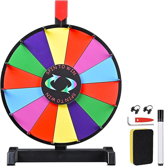 WinSpin 12" Color Prize Wheel Tabletop 14 Slots Heavy Duty Editable Spinning Wheel for Fortune Spinning Game Carnival & Tradeshow, Classic Series