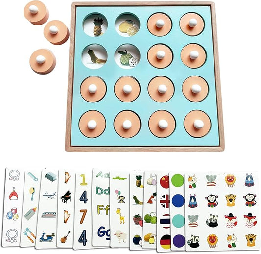 Wooden Match Chess Board Game for Kids - Educational Memory Matching Game for Pre-Kindergarten Early Learning Development