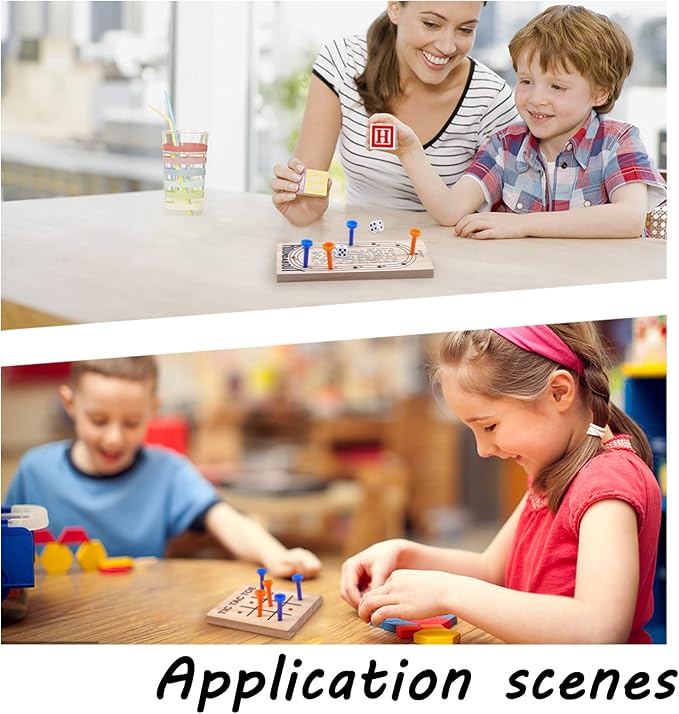SUPERFINDINGS Wooden Peg Games Assortment Kit Wooden Board Game Set Including 5 Style Wooden Game Board and Plastic Pieces and Dice Puzzle Brain Games Set
