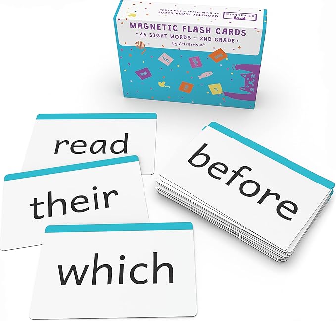 2nd Grade Sight Words Magnetic Flash Cards(Second Grade) - 46 Sturdy Large Dolch Cards for Literacy of Beginning Readers, Homeschool, Teachers and ESL