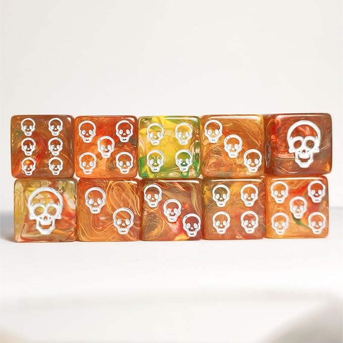 10 PC D6 dice 16mm Acrylic Dice Set for RPG MTG DND Dice Table Games and Board Games (Human Skeleton Gold)