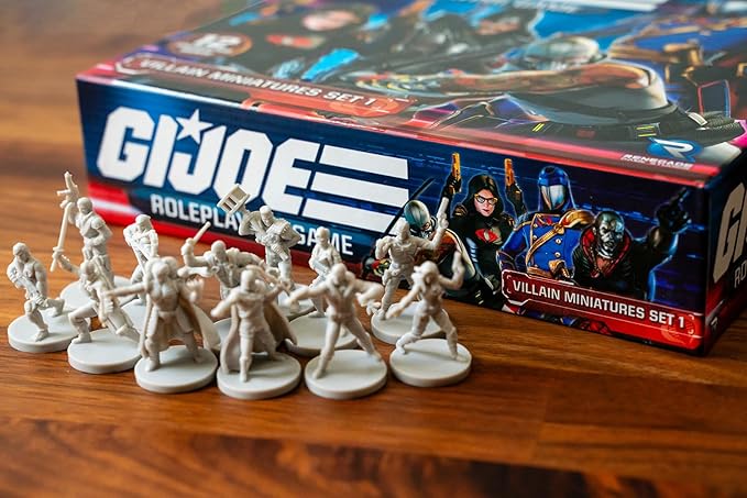 Renegade Games Studios: G.I. Joe Roleplaying Game: Villain Miniatures Set 1-12 Miniatures Expansion, Unpainted 28mm Scale Character Figures, RPG Boardgame Accessory