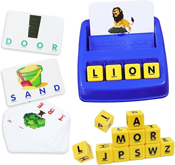 SINBEE Matching Letter Games for Kids Birthday Gift, Learning Toys Ages 3-8, Birthday Party Halloween Xmas Easter Gifts for 3 4 5 6 7 8 Year Old Boys Girls (Blue)