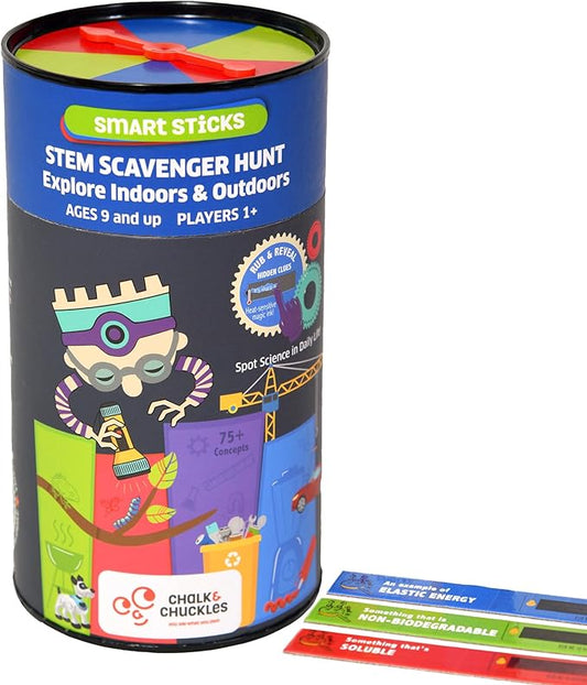 Chalk and Chuckles- STEM Scavenger Hunt Game for Kids Ages 8-12 Years, Indoor and Outdoor Activities, Fun Classroom and Family Game
