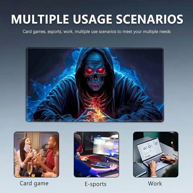 MTG Playmat Size 23.6x13.8in with Storage Bags Portable Playmat TCG and Board Game Mat for Cards Rubber Base Slip-Resistant Mousepad Desk Mat (Death Skull,No with Zone)