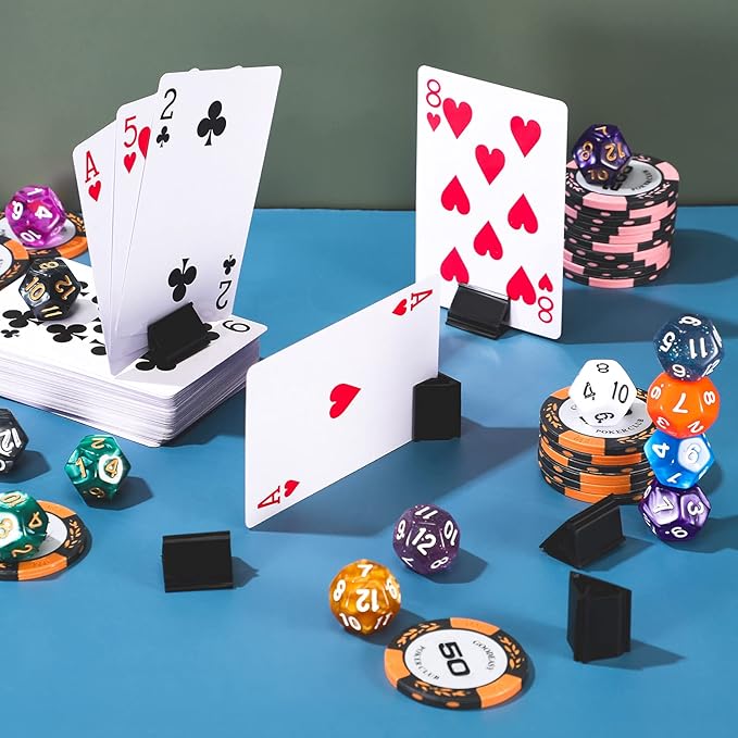 Maitys 24 Pcs Plastic Game Piece Card Stands Holder Plastic Board Pieces Markers DIY Playing for Board Game Party Favor(Black)