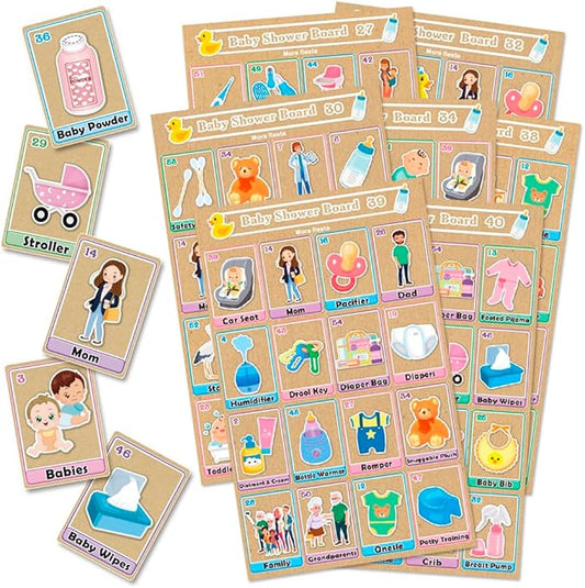More Fiesta Baby Shower Bingo Game in English for 40 Players
