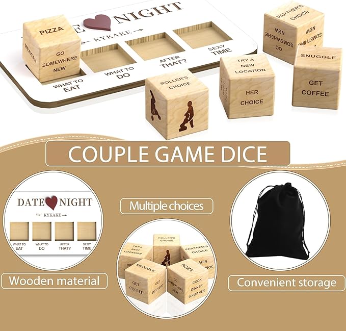 Date Night Dice, Couples Gift Ideas Decision Dice for Girlfriend Boyfriend Romantic Date Night Ideas for Him and Her Anniversary Birthday Gifts for Husband Wife Couples Toys