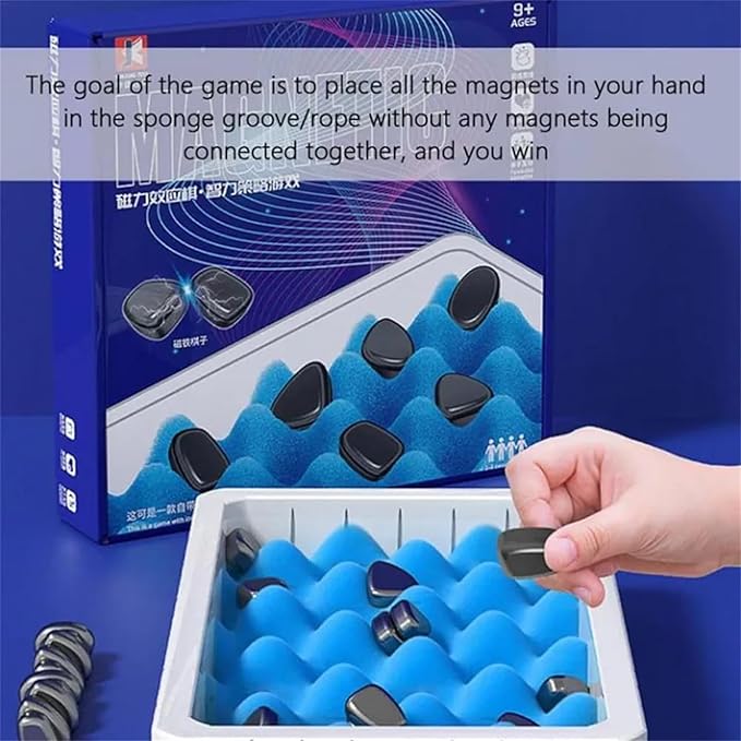 Magnetic Chess Game, Fun Table Top Magnet Game, Magnet Board Game, Strategy Game for Kids & Adults, Family Party Games (A)