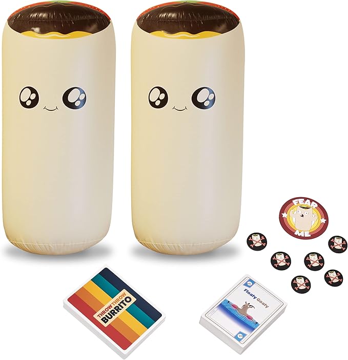 Exploding Kittens Presents Throw Throw Burrito Extreme Outdoor Edition - An Outdoor Dodgeball Card Game - Family Party Card Games for Adults, Teens & Kids 7+ - 120 Cards & 2 Huge Inflatable Burritos