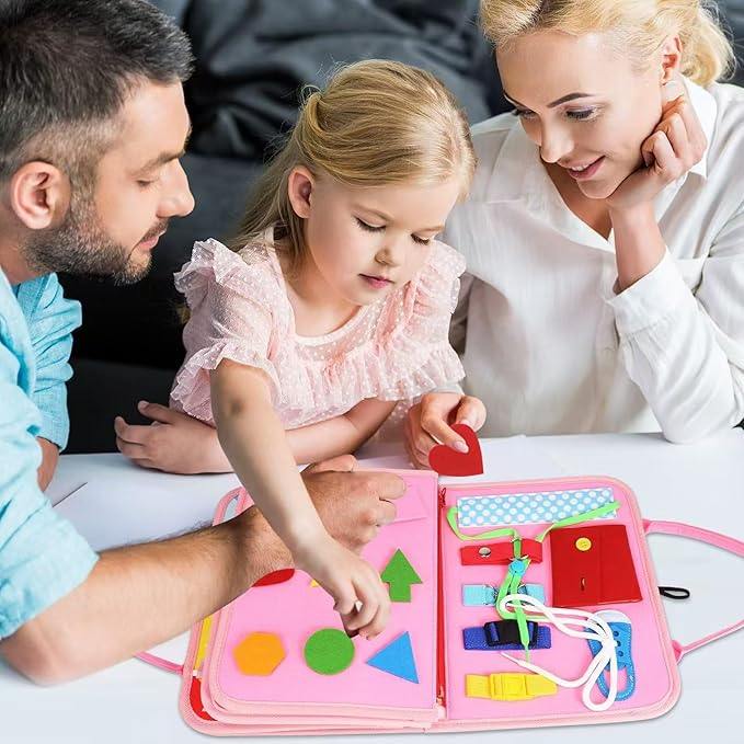 Toddler Busy Board, Montessori Toys for 3+ Years Old, Sensory Board Toys for Toddlers, Educational Activities for Fine Motor Skills, Gifts for Girls Boys, Travel Toys for Airplane Car
