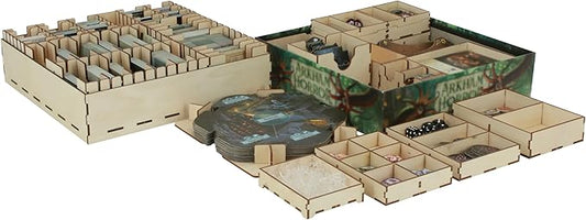 The Broken Token Arkham Horror 3rd Edition Expansion Compatible Game Organizer - Wood Storage Box with Multiple Trays for Cards, Tokens & More - Wooden Game Organizer