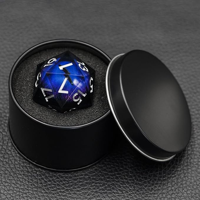 Dungeons and Dragons DND Dice D20, Moving Eyeball Liquid Core Dice Set D&D 33MM Oversized D20 Single Sharp Edge Resin dice with Gift Case, Polyhedral Dice for Role Playing Game