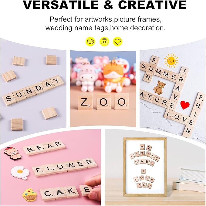 100 Pcs Wood Scrabble Tiles Scrabble Letters 1 Complete Sets of Wood Tiles - Perfect for Crafts, Letter Tiles, Spelling by Clever Delights