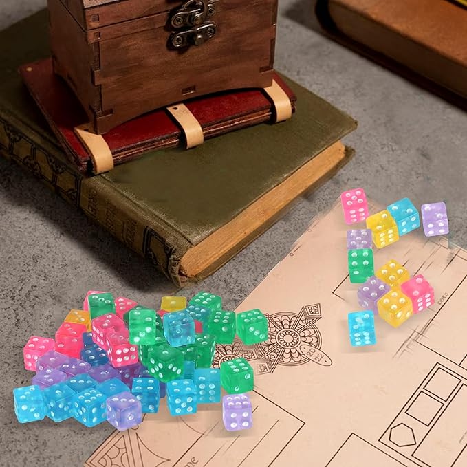 100 Pack Small Dice Set 5mm with 1 Velvet Bag - 6 Sided Mini Dice Set for Casino Night Parties & Early Elementary Math Learning