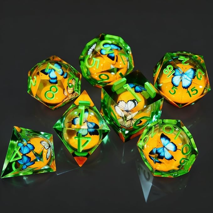 Resin Dice Set,Dragon and Dungeon Polyhedral Metal Dice, Punk Style Role-Play RPG Explorer MTG Pioneer Game DND Dice Set