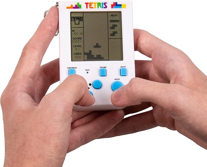 Tetris Keyring Handheld Arcade Game - Retro Mini Portable Handheld Tetris Game for Kids and Adults. Original Gameplay Including Original Tetris Sounds. Officially Licensed Tetris Game.